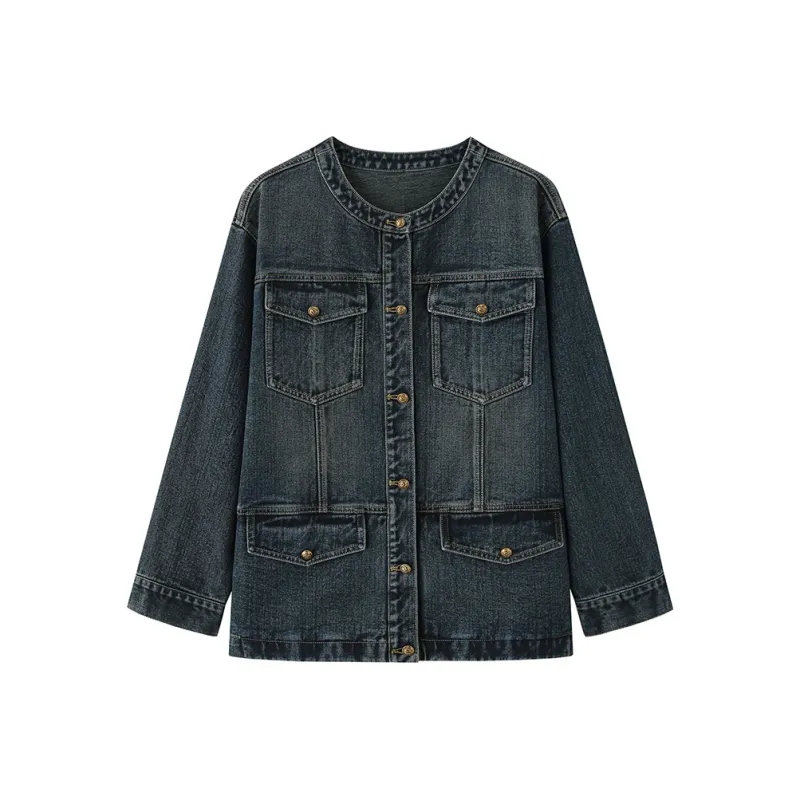 Luqingyi Denim Jacket Women's Washed Blue-0