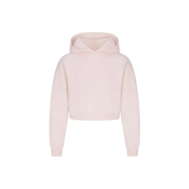 SKIMS SS25 COTTON FLEECE SHRUNKEN HOODIE Sweatshirt Women's BARELY PINK/Light Pink-0