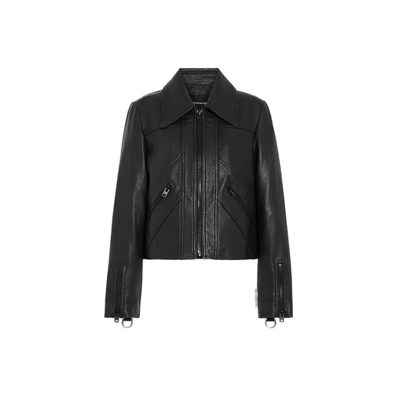 COACH Leather Jackets Women's Black-0