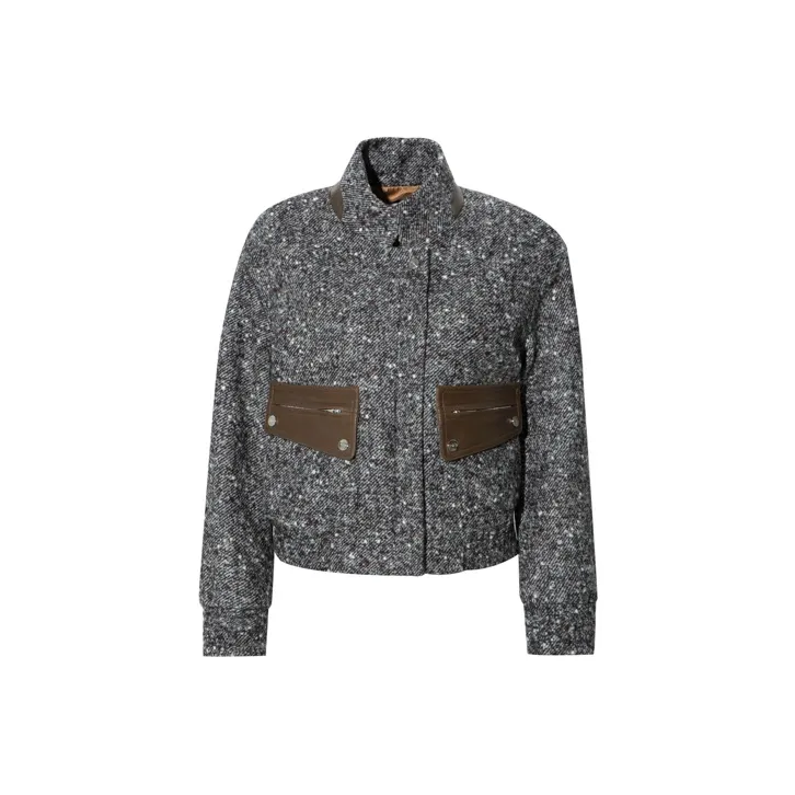 RARE Cropped Coats Women's Mixed Gray-0