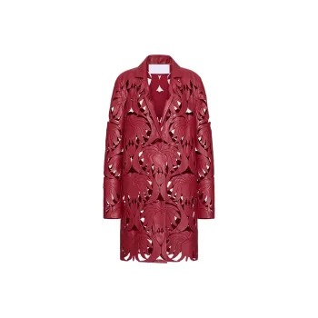 Valentino SS24 Leather Jacket Women's Dark Red