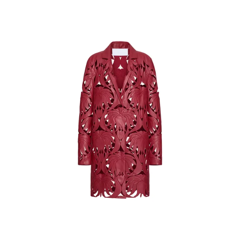 Valentino SS24 Leather Jacket Women's Dark Red-0