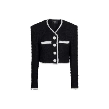 BALMAIN FW22 Cropped Coats Women's Black