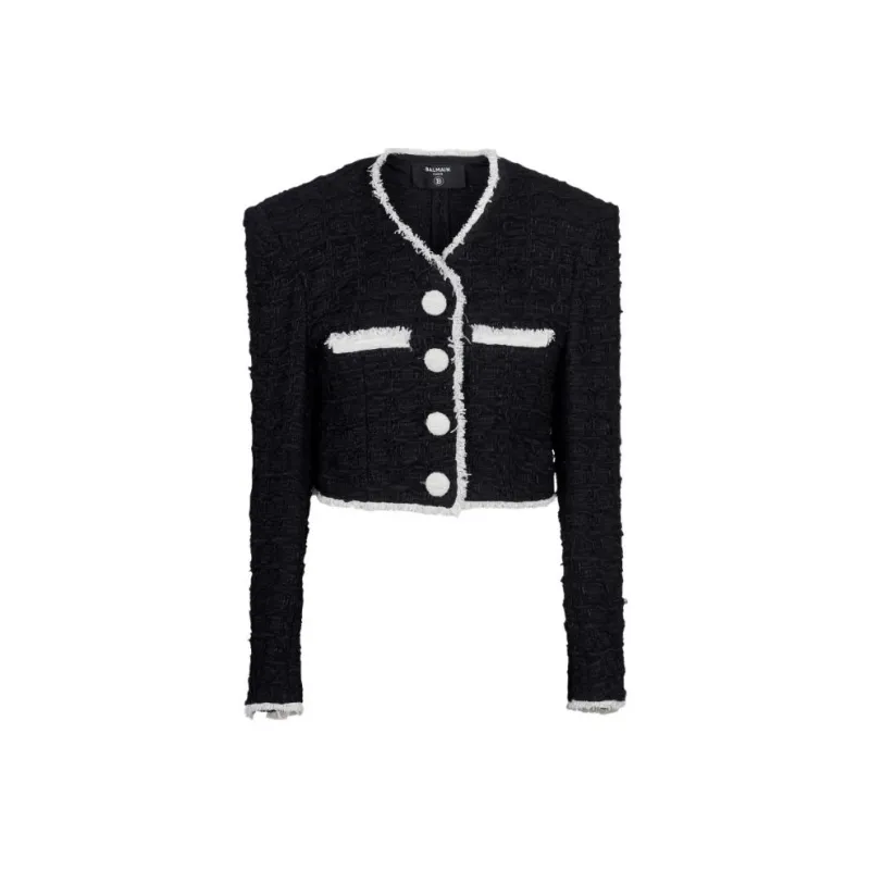 BALMAIN FW22 Cropped Coats Women's Black-0
