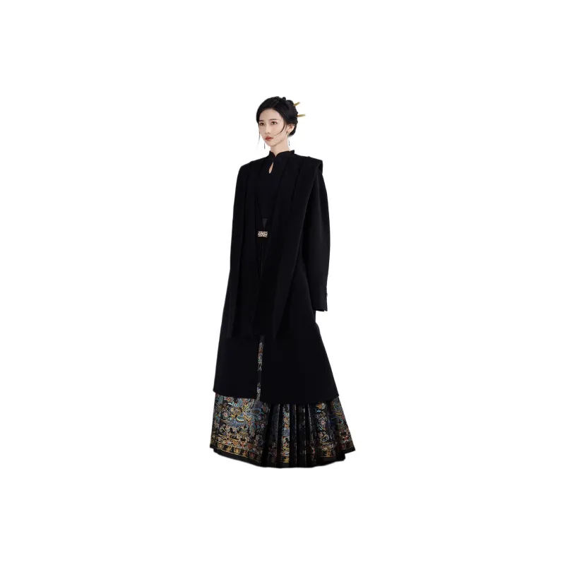 XINGHEHANGE Everyday Fall Winter Coat Women's Black-0