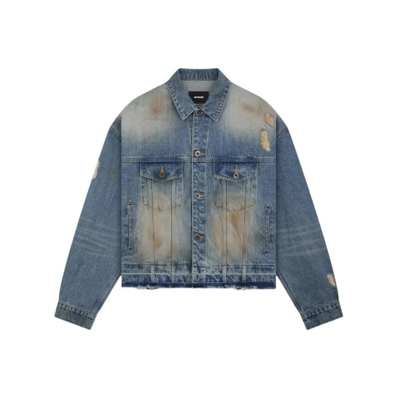 WE11DONE Distressed Denim Jacket-0