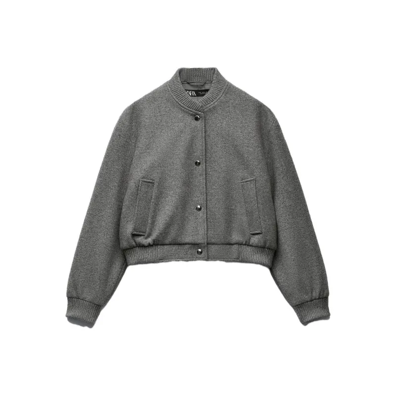 ZARA Cropped Coats Women's Gray-0