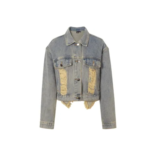 CHICPARK Denim Jacket Women's Vintage Denim Blue