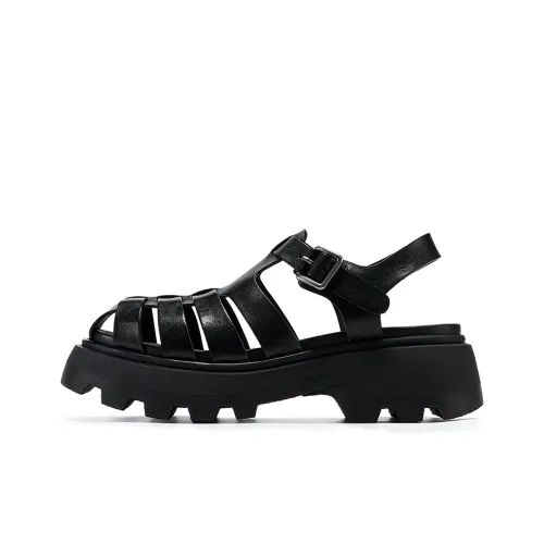 GG CC Platform Roman Sandals 6.5cm Women's Black