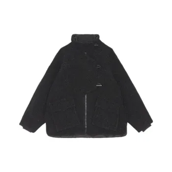 GANNI Velvet-feel Coat Women's Black