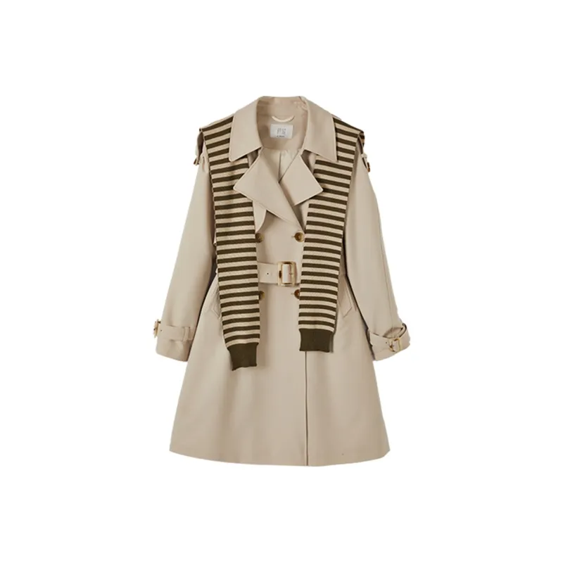 XIANGYING Trench Coat Women's Beige-0