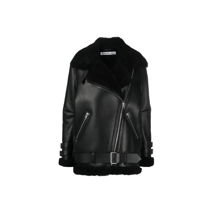 Acne Studios Leather Jackets Women's Black-0