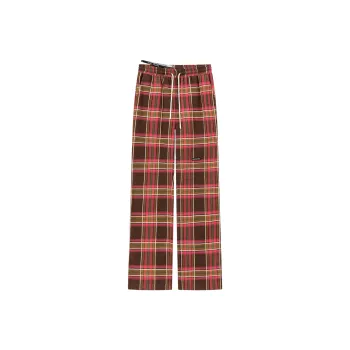 CHUU Casual Pants Women's Coffee Plaid