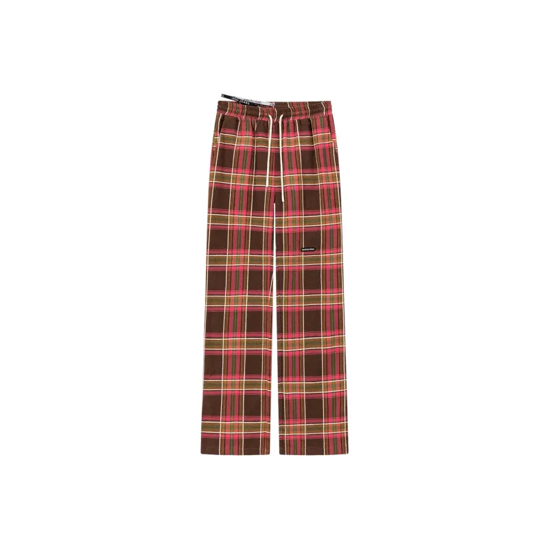 CHUU Casual Pants Women's Coffee Plaid-0