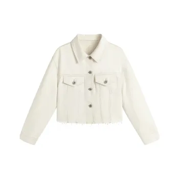Famanxuan Denim Jacket Women's Glutinous Rice White