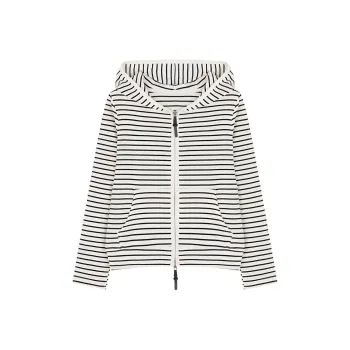 IHIMI Cropped Coat Women's Black White Stripes