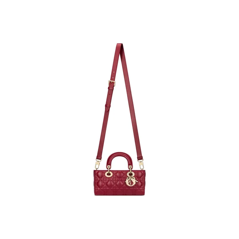 DIOR Lady D Joy Lambskin Shoulder Bag, Crossbody Bag, Handbag Small Size Women's Cherry Red-2
