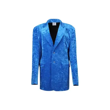 Vetements Boxy Single Breasted Velvet Tailored Jacket 'Blue'