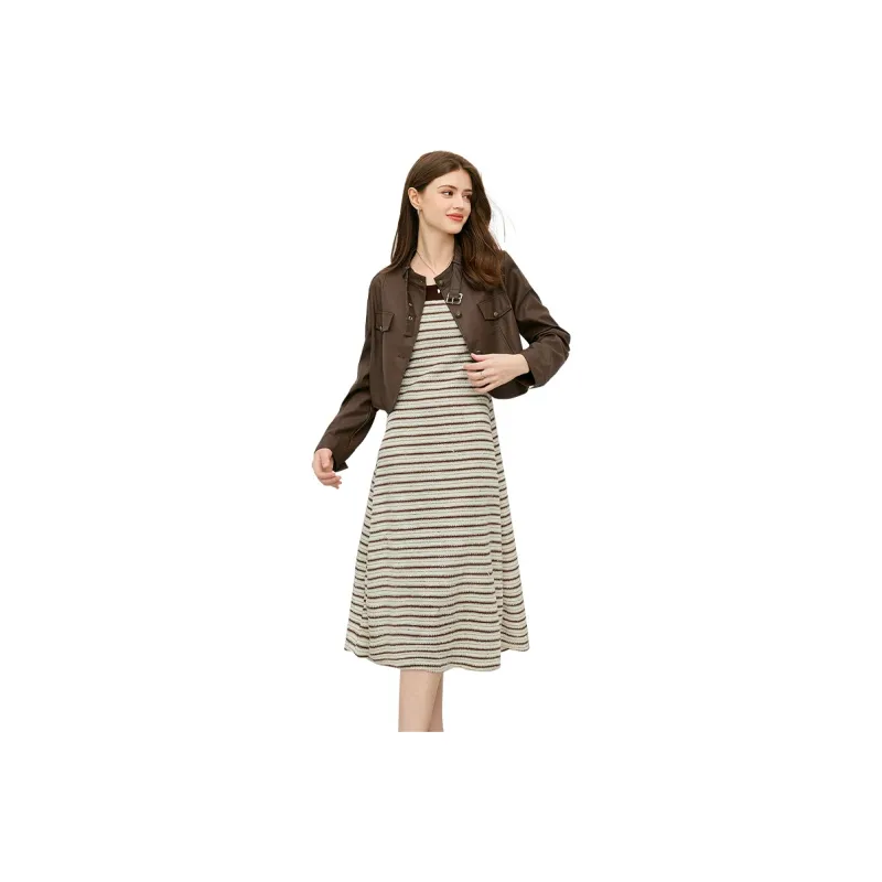 TOUCH Cropped Coats Women's Coffee-0
