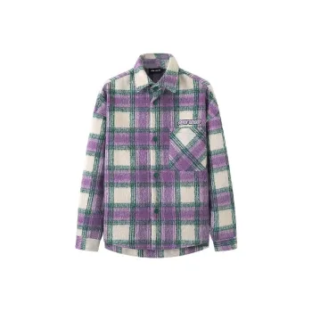 YK&YB Velvet-feel Coat Women's Purple Plaid Pattern