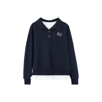 Fstudio Korean Style Petite Polo Collar Early Spring Thin Loose Fit Top Women's