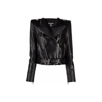 BALMAIN Leather Jackets Women's Black