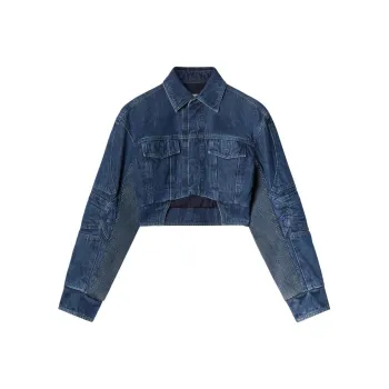 OFF WHITE Cut Out Cropped Denim Jacket