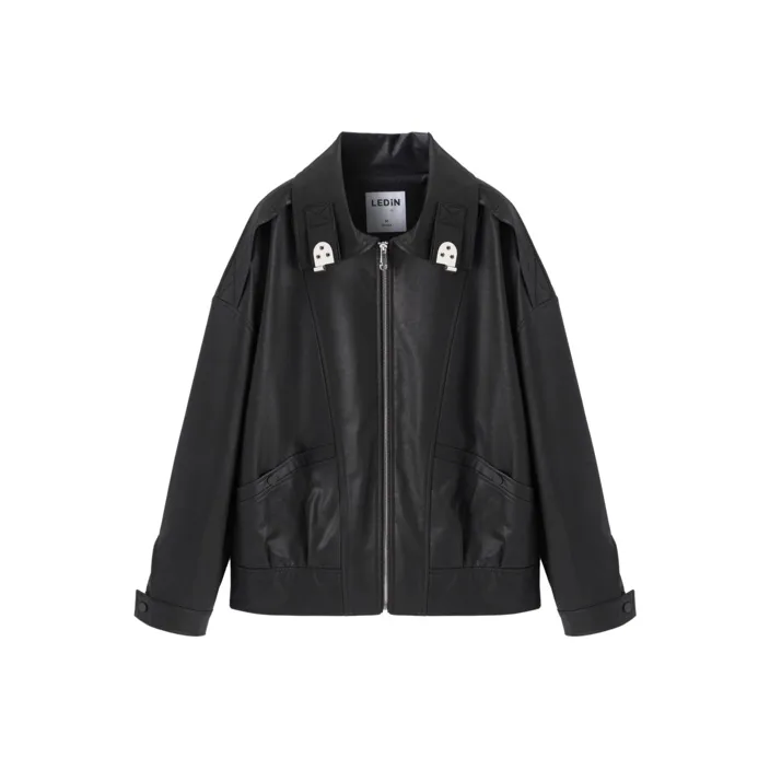 LEDIN Leather Jacket Women's Black-0