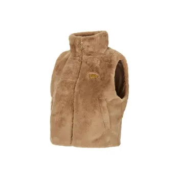 Nike Sportswear Women's Embroidered Logo Full Zip Stand Collar Vest Brown