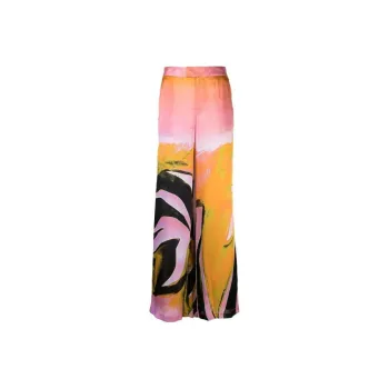 Louisa Ballou All over Graphic Print Silk Trousers