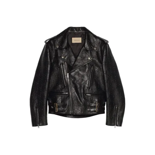GUCCI Leather Jackets Women's Black