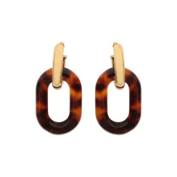 Paco Rabanne Acrylic Fiber Earrings Unisex Tortoiseshell