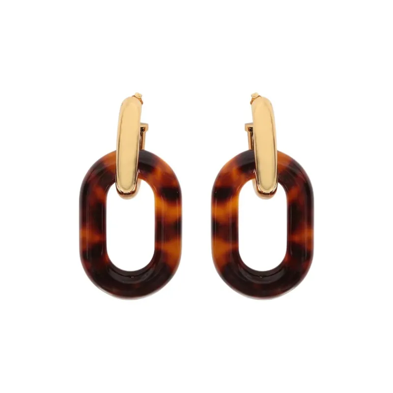 Paco Rabanne Acrylic Fiber Earrings Unisex Tortoiseshell-0