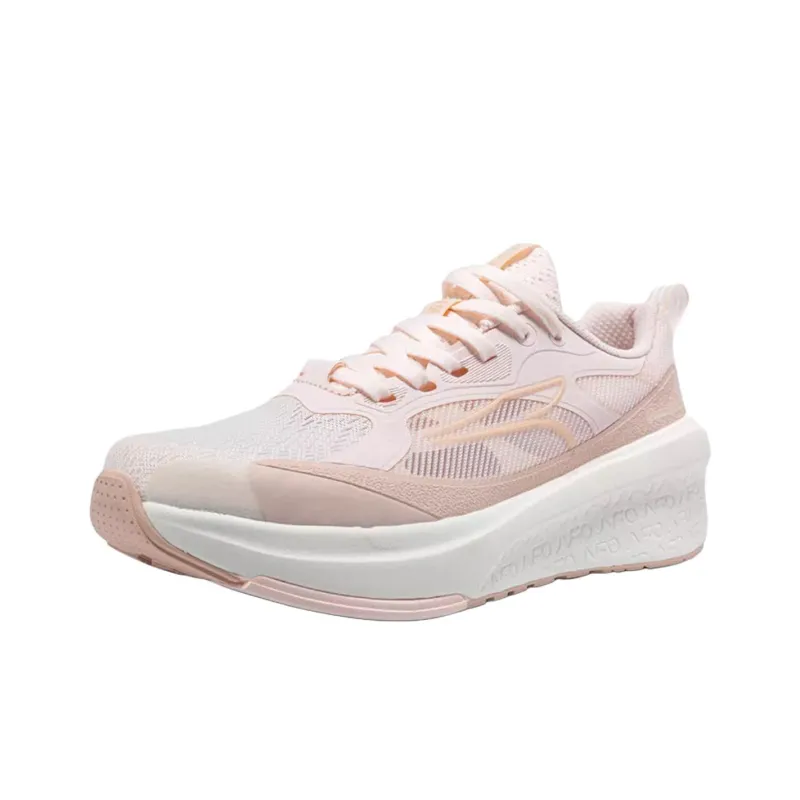 361° Anti Slip Wear Resistant Low Top Casual Training Running Shoes Women's White Pink Feather White-1