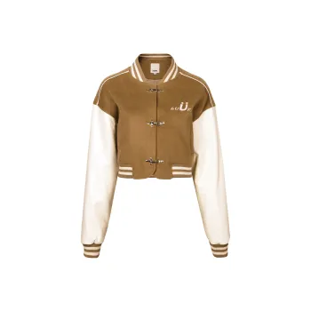 Guuka FW22 Letter Stand Collar Moderate Extra Short Puffer Jacket Women's Khaki