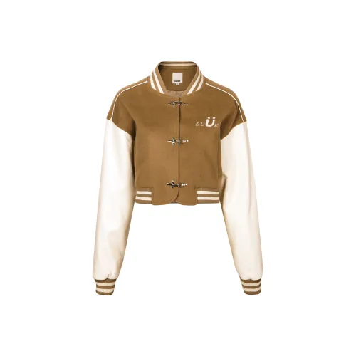 Guuka FW22 Letter Stand Collar Moderate Extra Short Puffer Jacket Women's Khaki