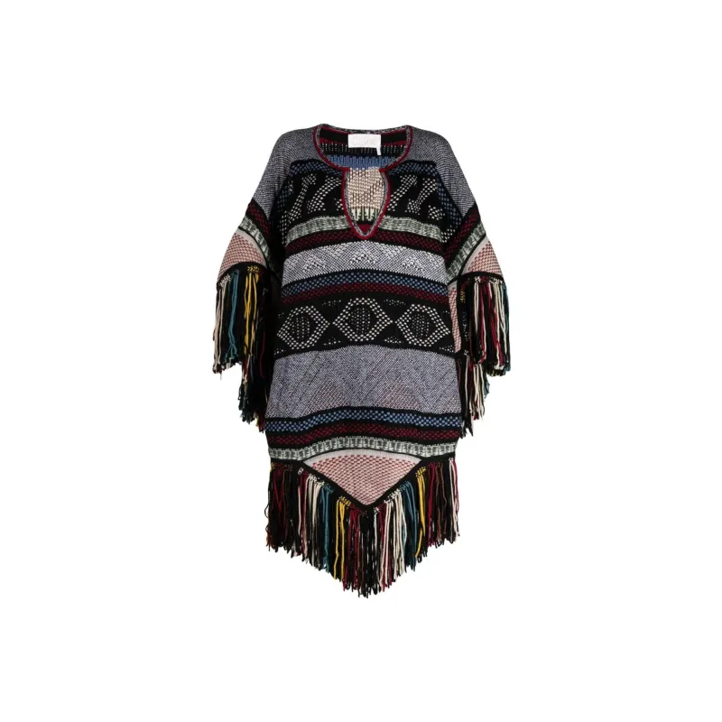 Chloé Jacquard Wool blend Poncho-0
