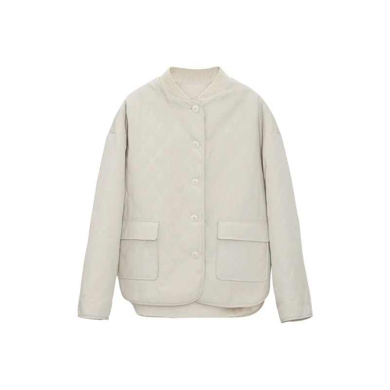 Fstudio Baseball Jacket Coat Women's Beige-0