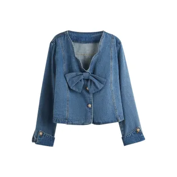 Olrain Denim Jackets Women's Denim Blue