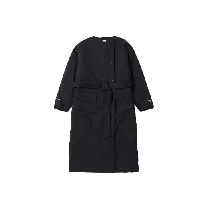 Champion FW21 Letter Solid Color Crew Neck Loose Fit Long Puffer Jacket Japan Version Women's-5