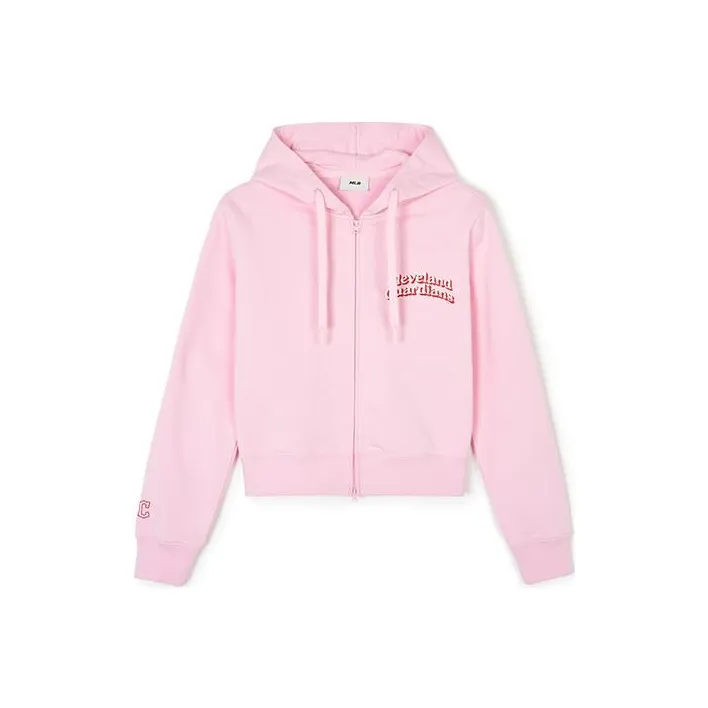 MLB Cleveland Guardians Cropped Coats Women's Pink-0