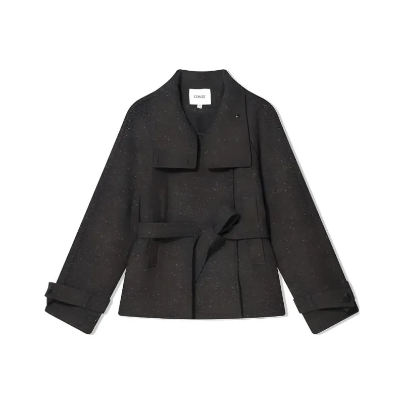 COVERINS Cropped Coat Women's Dark Coffee-0