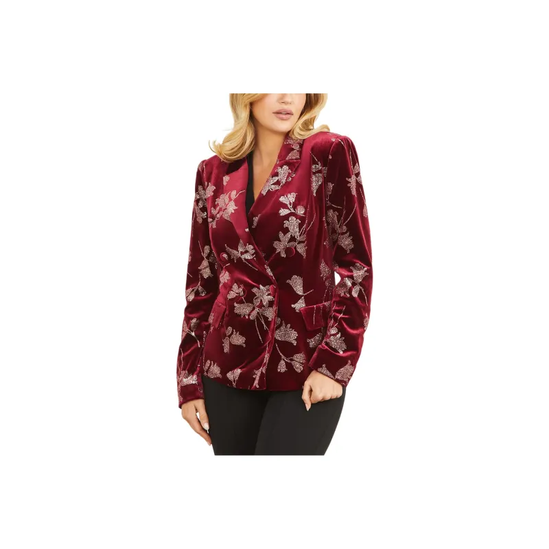 GUESS Angelica Velvet Blazer Business Suit Women's Red-0