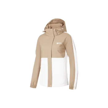 QIAODAN Windbreaker Jackets Women's Mushroom/Cream White