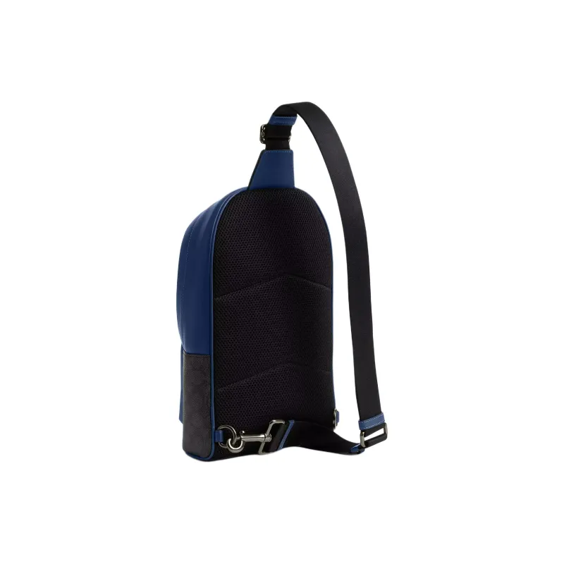 COACH Canvas Waist Bag Chest Bag Men's Charcoal Gray & Dark Blue-1