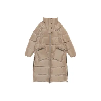 GANNI Solid Color Other Other Fitted Moderate Long Puffer Jacket Women's Amber