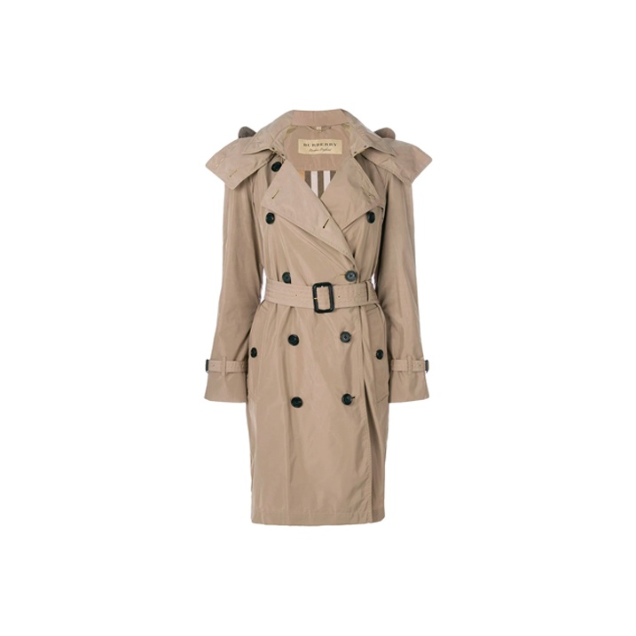 Burberry Women's Amberford Hooded Shell Trench Coat Beige