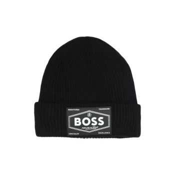 HUGO BOSS Knitted Fabric Beanies Unisex Black