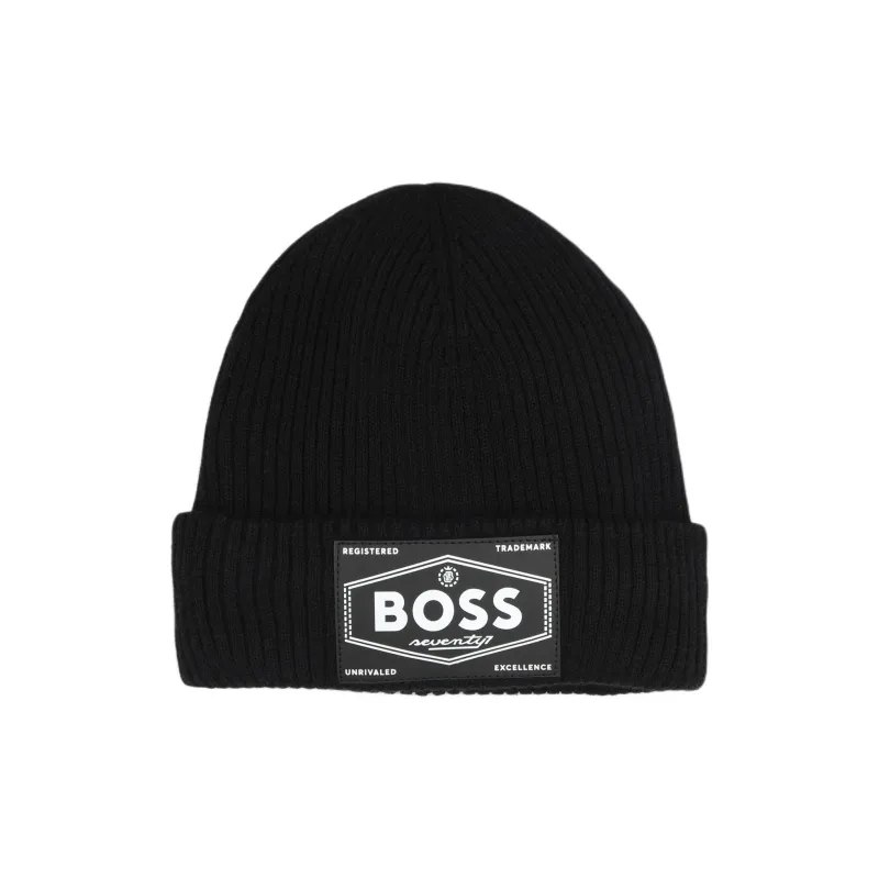 HUGO BOSS Knitted Fabric Beanies Unisex Black-0