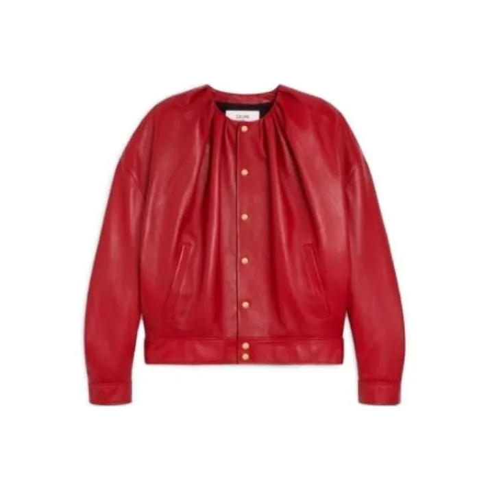 CELINE Leather Jackets Women's Red-0